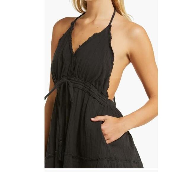 Elan Raw Edge Halter Gauze Cotton Cover-Up Dress Size L - Picture 4 of 12